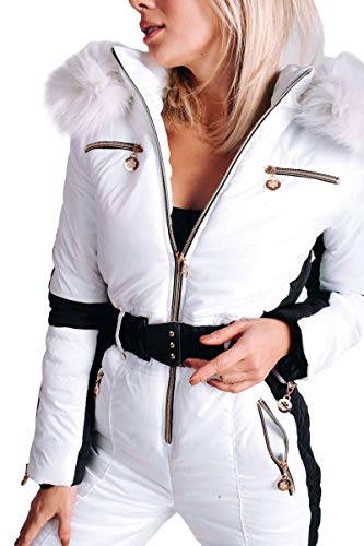 Yousify Womens Winter Onesie Ski Jumpsuits Outdoor Sports Waterproof Snowsuit Removable Faux Fur Collar Coat Jumpsuit - Image 4