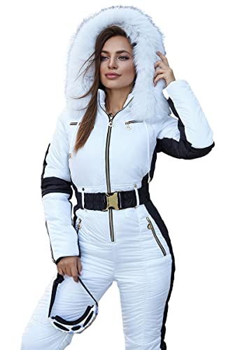 Yousify Womens Winter Onesie Ski Jumpsuits Outdoor Sports Waterproof Snowsuit Removable Faux Fur Collar Coat Jumpsuit - Image 3