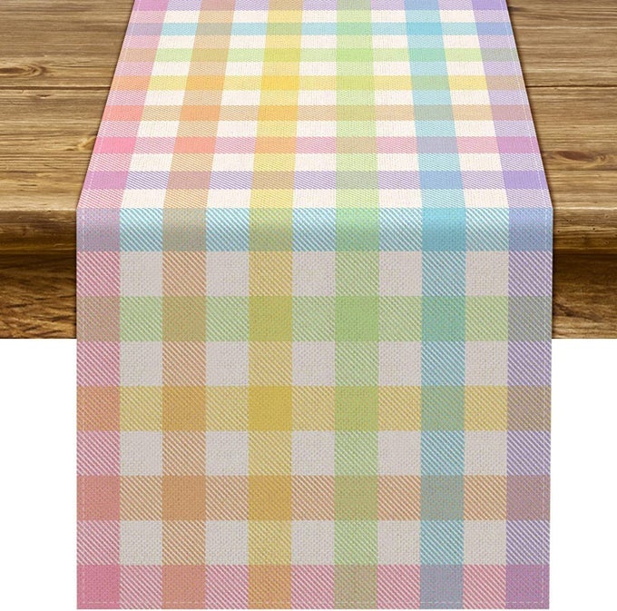 EASTER BUFFALO PLAID CHECK TABLE RUNNER SPRING HOLIDAY FARMHOUSE FIREPLACE KITCHEN DINING ROOM HOME PARTY DECORATION 13 X 108