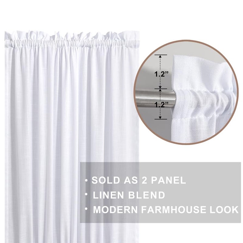 KOUFALL ستائر الباب الفرنسية في Koufall ستائر الباب الأمامي للنافذة الزجاجية مجموعة 2 لوحات بيضاء بيضاء ستارة بطولة 72 بوصة للضوء الجانبي النحيف ونوافذ مزدوجة 25 × 72 - Image 2