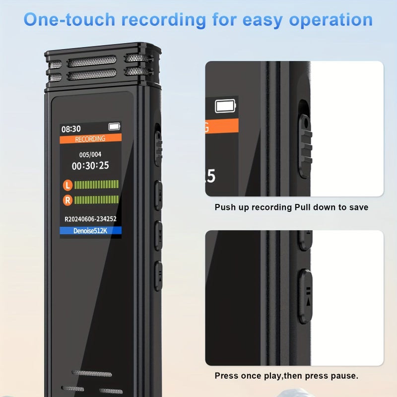 64GB Digital Voice Recorder Ultra Large Screen Sound Tape Recorder with Playback Clip On Mic Dictaphone Voice Activated Recorder for Lecture Meeting Class - Image 5