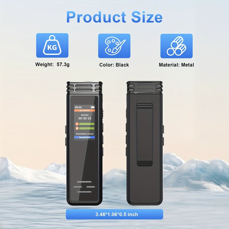 64GB Digital Voice Recorder Ultra Large Screen Sound Tape Recorder with Playback Clip On Mic Dictaphone Voice Activated Recorder for Lecture Meeting Class - Image 2