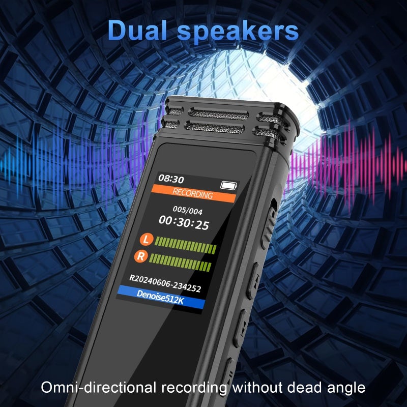 64GB Digital Voice Recorder Ultra Large Screen Sound Tape Recorder with Playback Clip On Mic Dictaphone Voice Activated Recorder for Lecture Meeting Class - Image 3