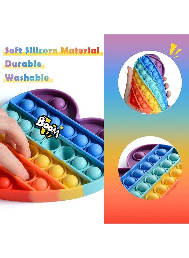VikriDA Silicone Pops Bubble Sensory Fidget Toy Funny Desktop Game Soft Squeeze Toy (Heart pop it) - Image 5