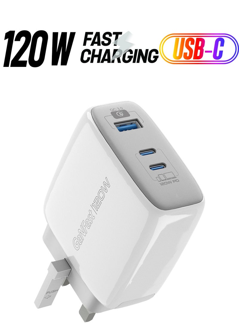 PROMATE 120W Super-speed GaNFast Charger With Power Delivery & Quick Charge 3.0 White - Image 1