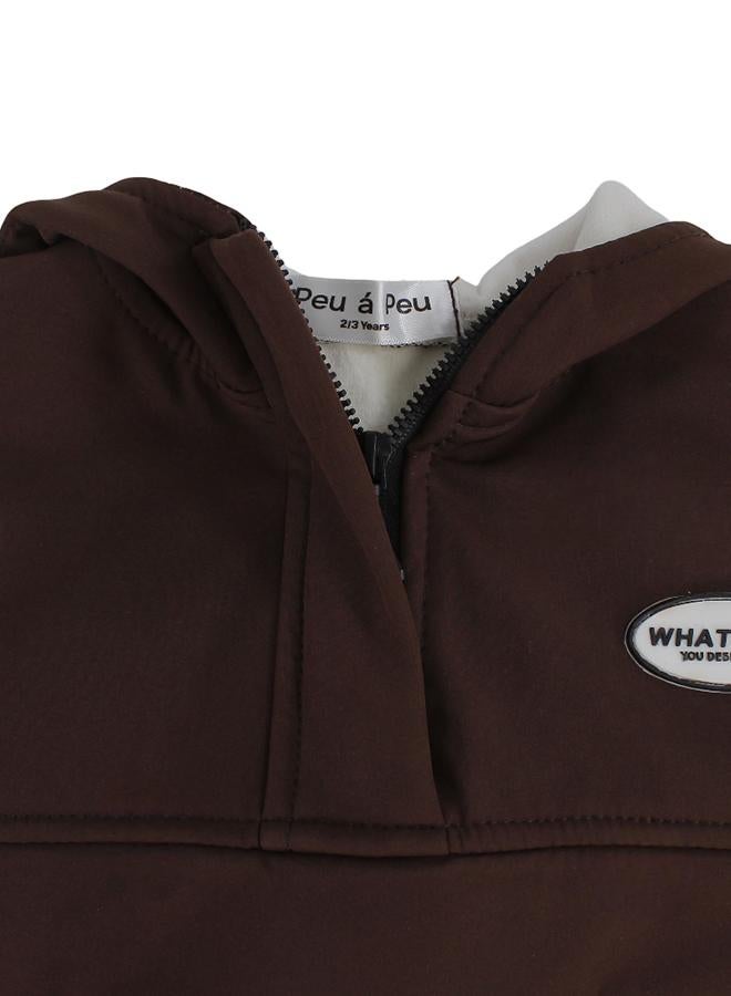 Unisex Waterproof Hoodie – Brown - Image 3