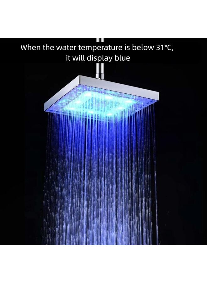 رأس دش مطري، رأس دش مطري عالي الضغط مقاس 12 بوصة، مع إمكانية التحكم في درجة حرارة الماء، وإضاءة بثلاثة ألوان، وتغيير الماء - Image 4