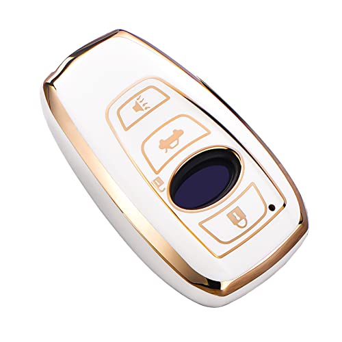 Cacacar for Subaru Key Fob Cover, for Forester Outback BRZ Legacy CrossTrek Premium Soft TPU 360 Degree Protection Key Case Remote Key Holder (Ivory) - Image 1