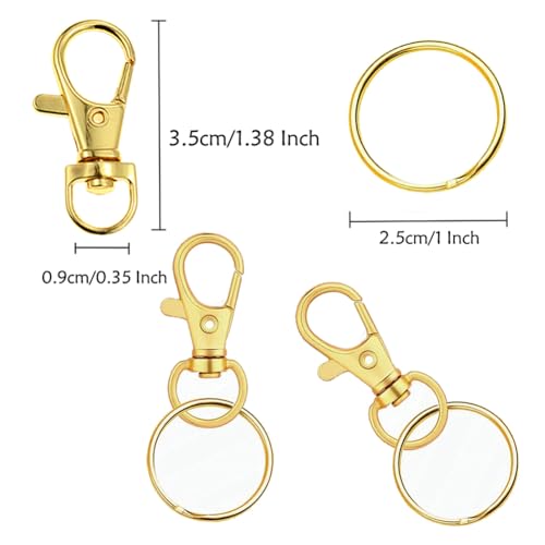 PEOUWNES 60 Pcs Premium Gold Swivel Clasps Lanyard Snap Hooks with Key Rings, Key Chain Clip Hooks Lobster Claw Clasps for Keychain Clip Lanyard, Jewelry Making, DIY Crafts - Image 4