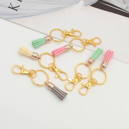 PEOUWNES 60 Pcs Premium Gold Swivel Clasps Lanyard Snap Hooks with Key Rings, Key Chain Clip Hooks Lobster Claw Clasps for Keychain Clip Lanyard, Jewelry Making, DIY Crafts - Image 3