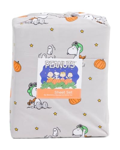 Berkshire Blanket Peanuts Halloween Fall Themed Sheet Sets Red Baron with Ghosts Twin - Image 1