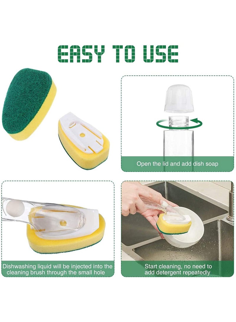 رؤوس استبدال إسفنجية متينة لعصا تنظيف الأطباق لإسفنجة تنظيف حوض المطبخ - Image 4