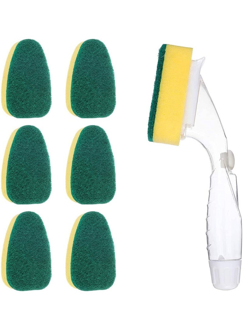 رؤوس استبدال إسفنجية متينة لعصا تنظيف الأطباق لإسفنجة تنظيف حوض المطبخ - Image 1