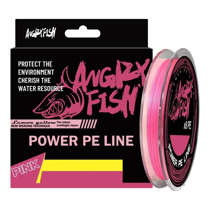 ANGRYFISH Pink PE Braided Fishing Line - High-Visibility to Anglers, Invisible to Fish - Ultra-Strong & Abrasion Resistant - Thinner Diameter for Longer Casts - Saltwater Freshwater Use(6LB/150Yds) - Image 1