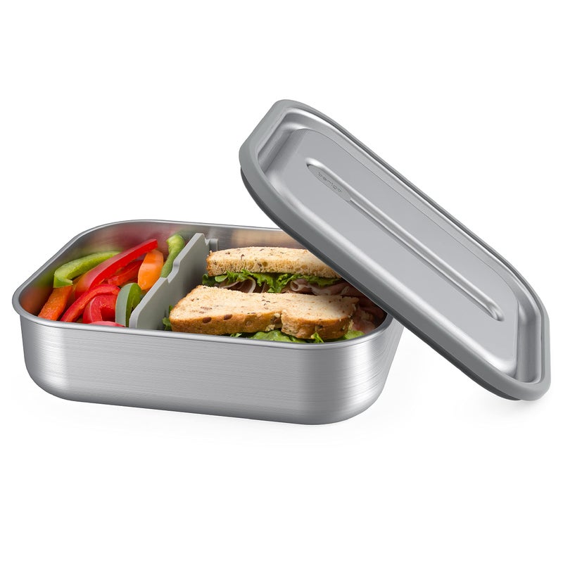 Bentgo® MicroSteel® Leak-Proof Lunch Box - Microwave-Safe, Oven-Safe, Bento-Style Container with Removable Divider, Airtight Lid, Sustainable Design, Odor & Stain Resistant (Stainless Steel) - Image 1