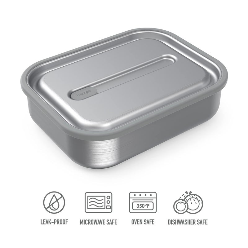 Bentgo® MicroSteel® Leak-Proof Lunch Box - Microwave-Safe, Oven-Safe, Bento-Style Container with Removable Divider, Airtight Lid, Sustainable Design, Odor & Stain Resistant (Stainless Steel) - Image 4