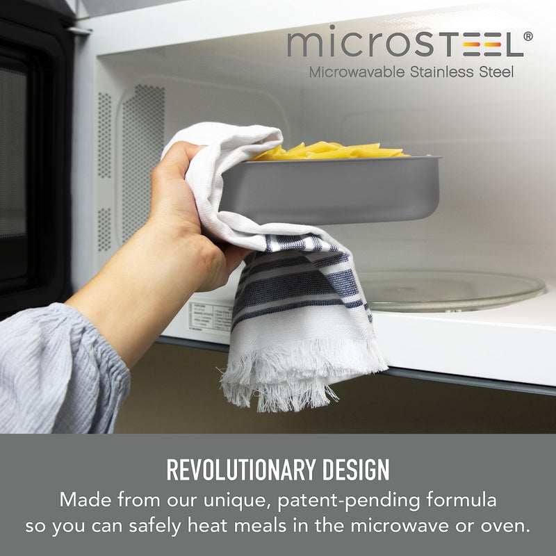 Bentgo® MicroSteel® Leak-Proof Lunch Box - Microwave-Safe, Oven-Safe, Bento-Style Container with Removable Divider, Airtight Lid, Sustainable Design, Odor & Stain Resistant (Stainless Steel) - Image 2