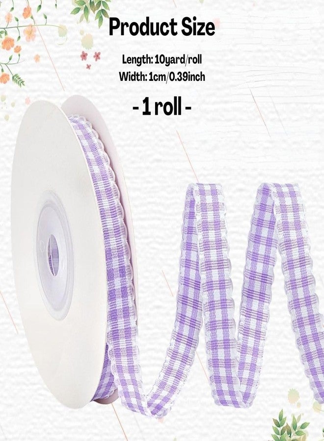 Homeaura Gingham Ribbon with Lace Edge - 1cm x 10 Yards Soft Shape-Holding Fabric for Versatile Crafts, Gift Wrapping & DIY Projects | Lace-Edge Detail | Soft & Durable | Multi-Purpose | Gift Decor | DIY Crafts | Home Accents - Image 2