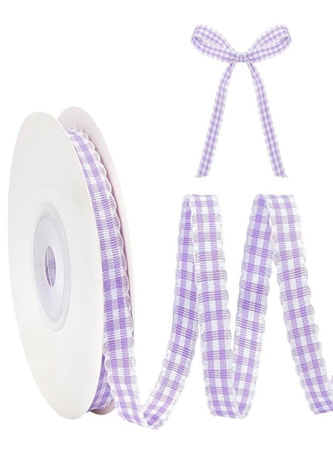 Homeaura Gingham Ribbon with Lace Edge - 1cm x 10 Yards Soft Shape-Holding Fabric for Versatile Crafts, Gift Wrapping & DIY Projects | Lace-Edge Detail | Soft & Durable | Multi-Purpose | Gift Decor | DIY Crafts | Home Accents - Image 1