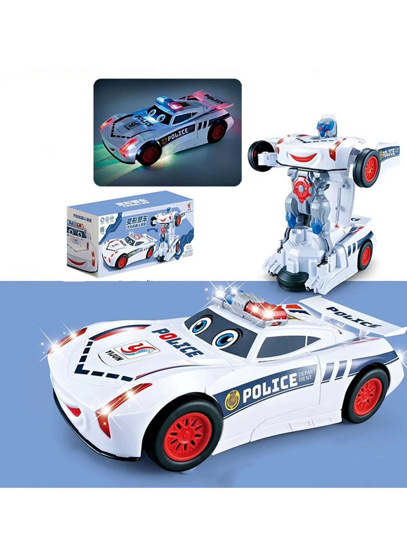 Transforming Robot Police Car Toy with Lights - Smart Police Car to Robot Toy for Kids and Toddlers, Bump and Go Action, Perfect for Boys Ages 3-5