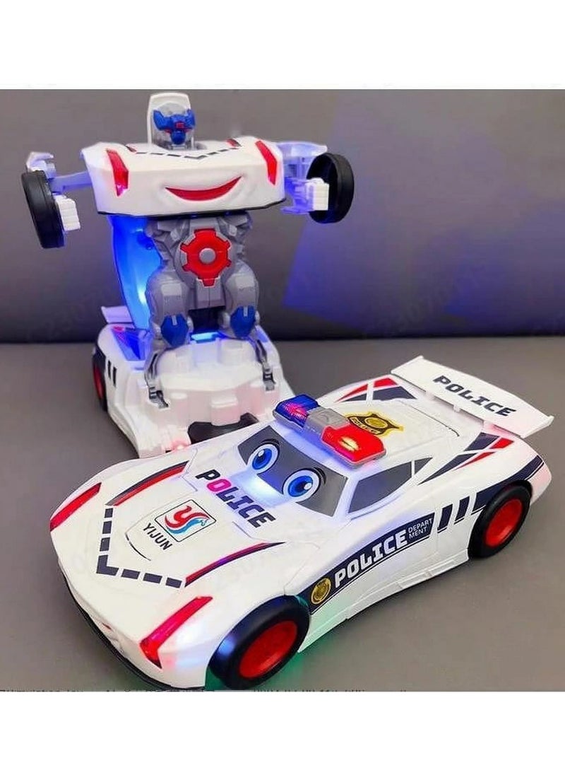 Transforming Robot Police Car Toy with Lights - Smart Police Car to Robot Toy for Kids and Toddlers, Bump and Go Action, Perfect for Boys Ages 3-5