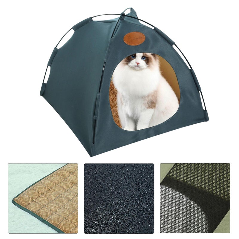 Cat Tents for Indoor Cats,Folding Enclosed Covered Dog Nest - Breathable Washable Pet Puppy Kennel Indoor Outdoor House Bed Tent with Double-Sided Cushion - Image 3