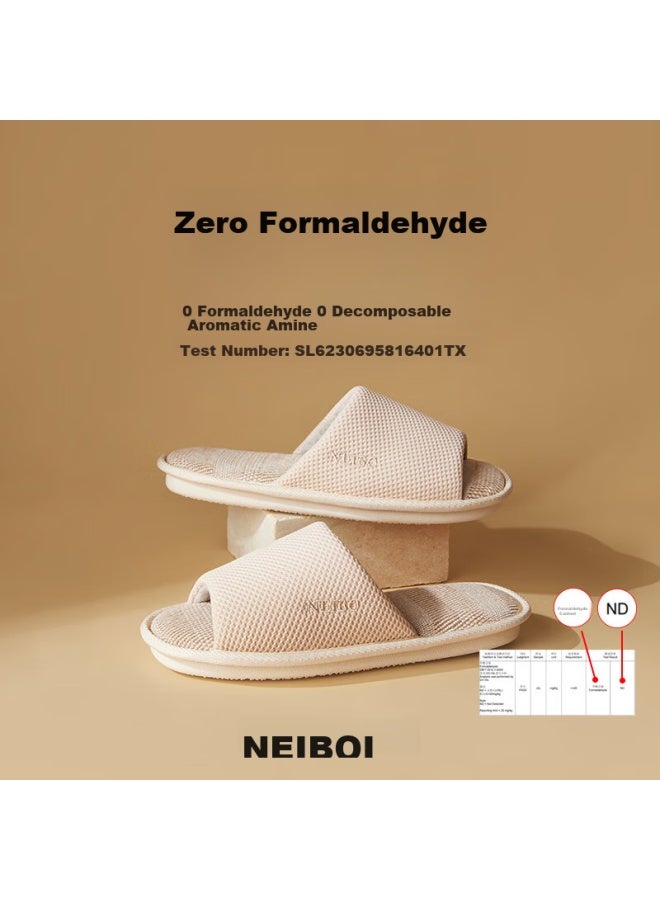 Neibo Neibao Latex Cotton Linen Slippers, Men's Spring And Autumn, Extra Large Size, Non-slip, Odor-resistant, Linen Cloth Slippers, Women's, Beige, Size 37 - Image 4