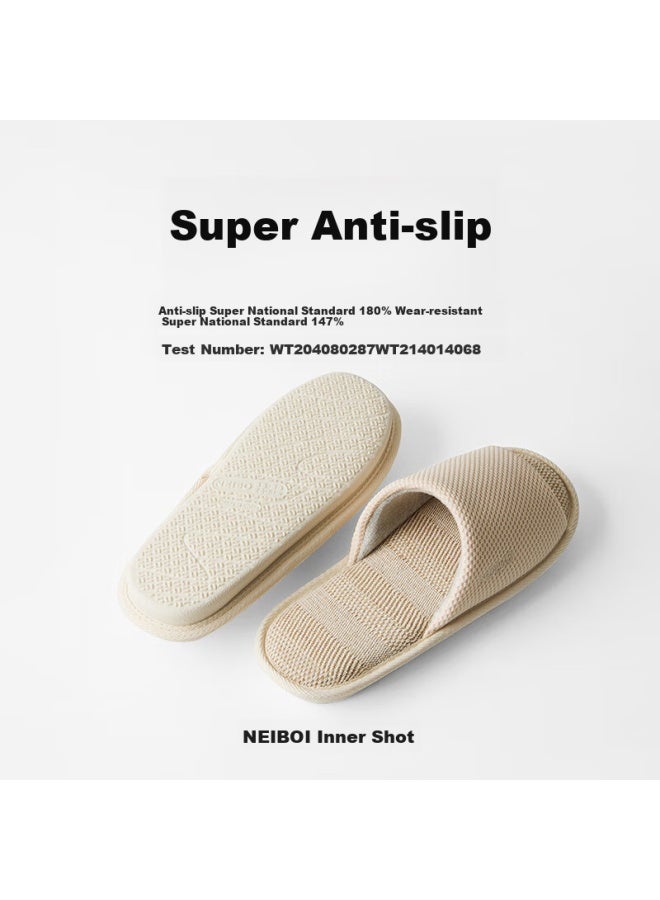 Neibo Neibao Latex Cotton Linen Slippers, Men's Spring And Autumn, Extra Large Size, Non-slip, Odor-resistant, Linen Cloth Slippers, Women's, Beige, Size 37 - Image 5