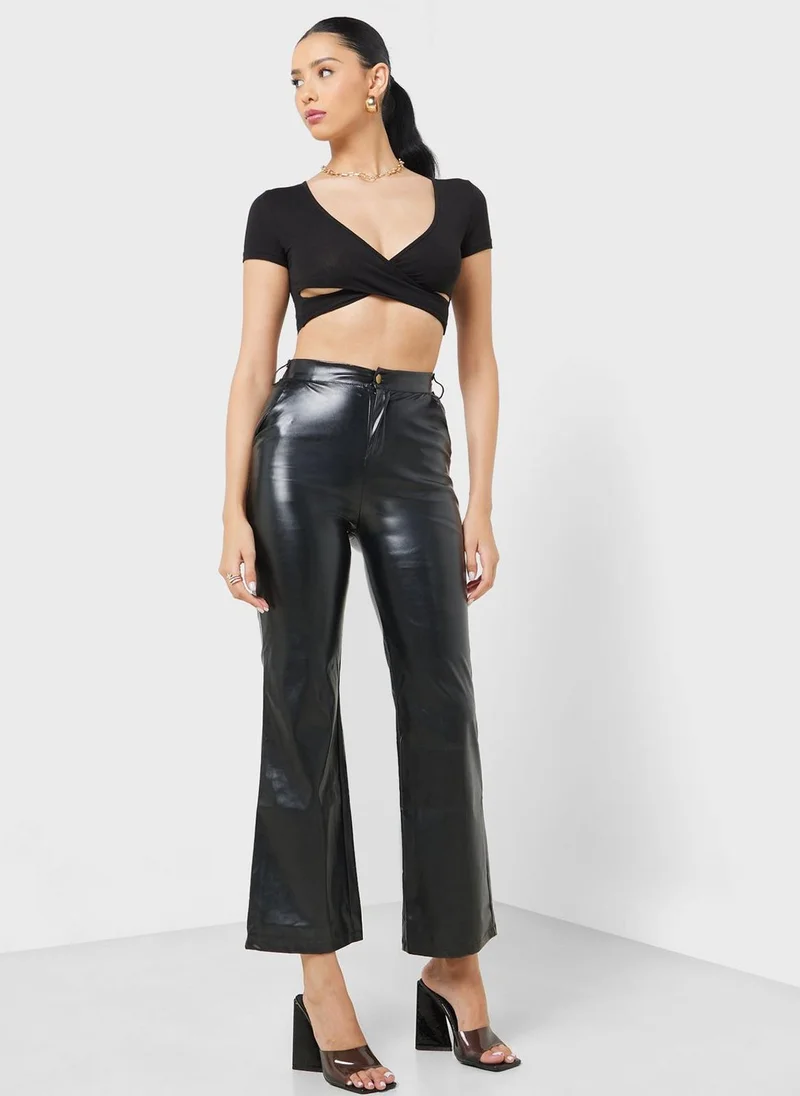 Ginger Pu Leather Straight Fit Pants