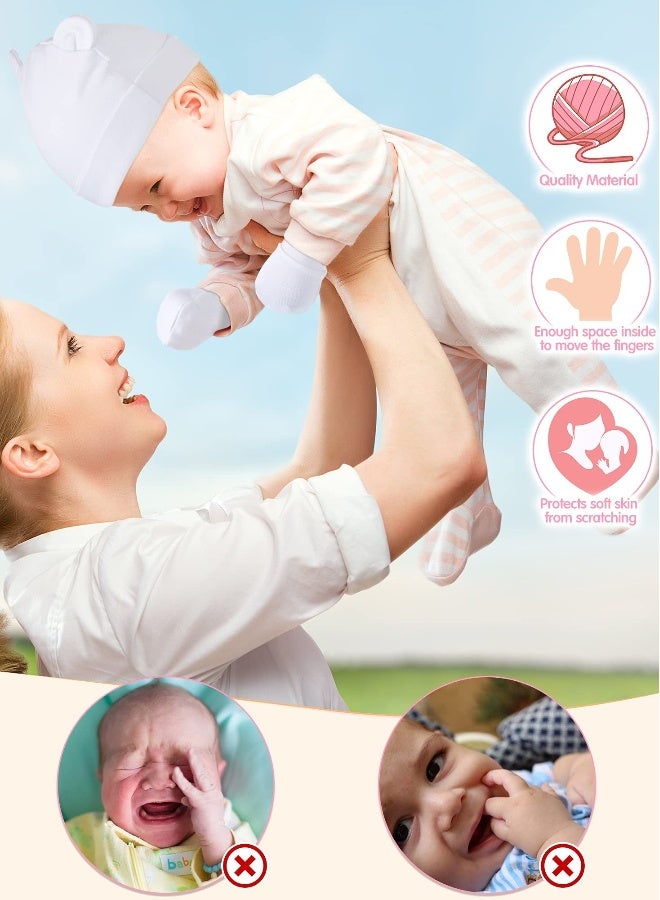 Baby Fetal Cap Gloves Set, 6 Sets Newborn Cute Cotton Hospital Hat Mittens Baby Beanie Maternity Birth Accessories (White, Gray, Pink, Rose Red, Purple, Red)  - Image 5