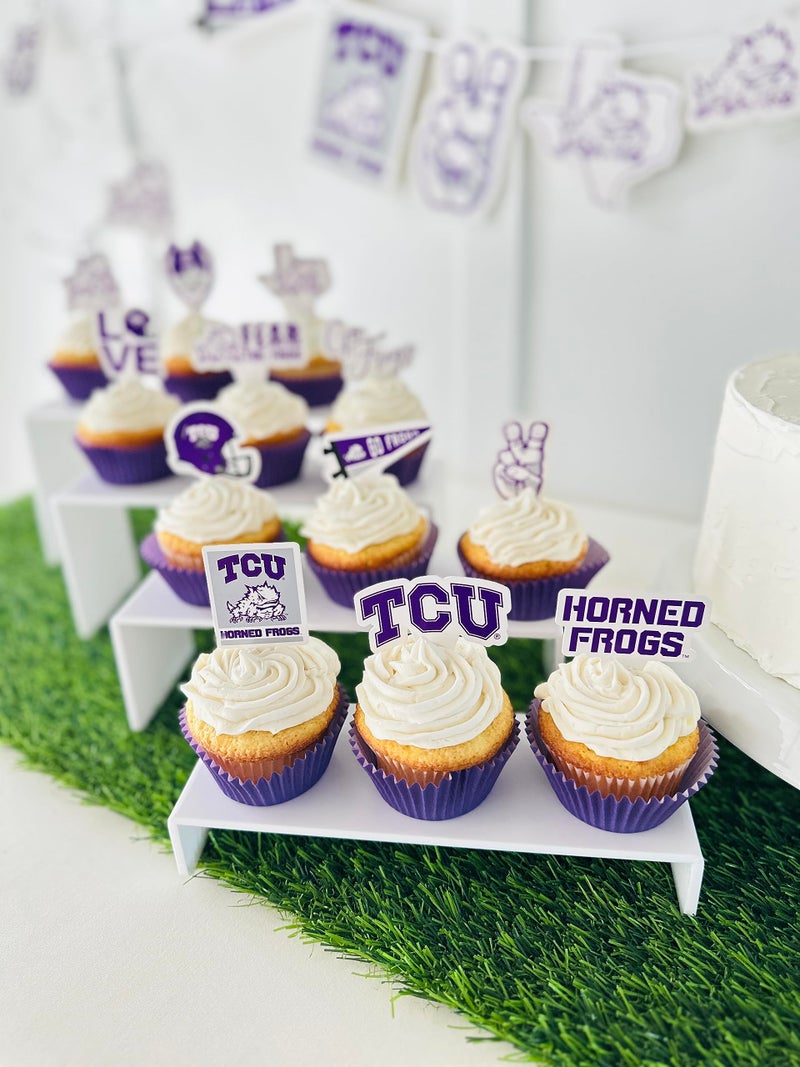 PartyKandy TCU Horned Frogs Cupcake Toppers (24 Pcs) Texas Christian University Party Supplies for Football Tailgating  Birthday  Graduation Party Decorations TCU Merch (TCU Horned Frogs) - Image 3
