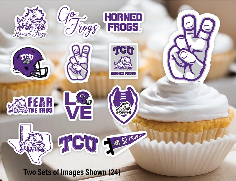 PartyKandy TCU Horned Frogs Cupcake Toppers (24 Pcs) Texas Christian University Party Supplies for Football Tailgating  Birthday  Graduation Party Decorations TCU Merch (TCU Horned Frogs) - Image 5