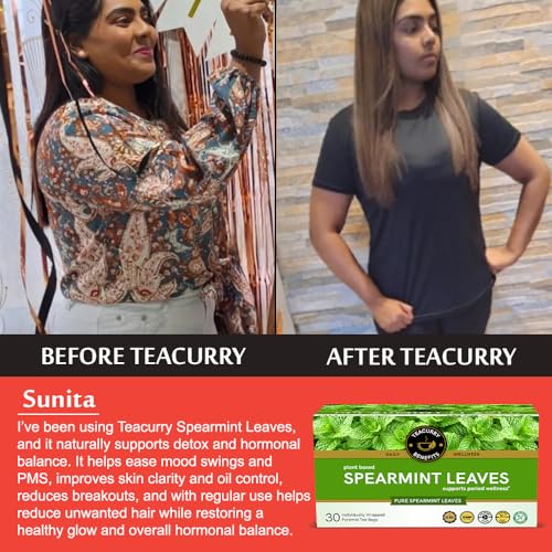 TEACURRY Spearmint Tea Bag - Helps With Hormonal Imbalance, Facial Hair, And Memory | Spearmint Tea Leaves (60 Tea Bags - 2 Month Pack), 60 Grams - Image 3