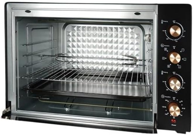 AFRA Electric Oven Toaster, 55L, 1900w Convection Rotisserie & Oven Lamp, 4 Knobs Tray, Rack, Handle, 7-Functions control, Adjustable Thermostat 70 to 250C, AF-5519OTBK, 2-Year Warranty - Image 4