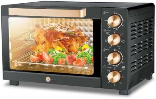 AFRA Electric Oven Toaster, 55L, 1900w Convection Rotisserie & Oven Lamp, 4 Knobs Tray, Rack, Handle, 7-Functions control, Adjustable Thermostat 70 to 250C, AF-5519OTBK, 2-Year Warranty - Image 1