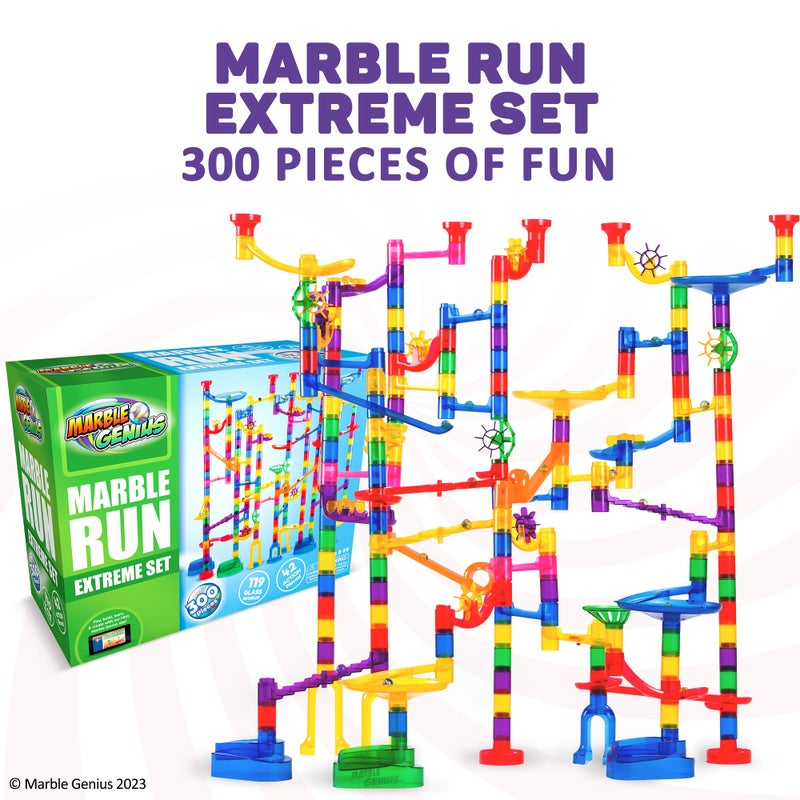 Marble Genius Marble Run Extreme Set STEM Toys  Maze Construction Building  300 Translucent Track Pieces  Glass Marbles for Family Kids Toddlers Ages 48  Fun Holiday Creative Gifts - Image 3