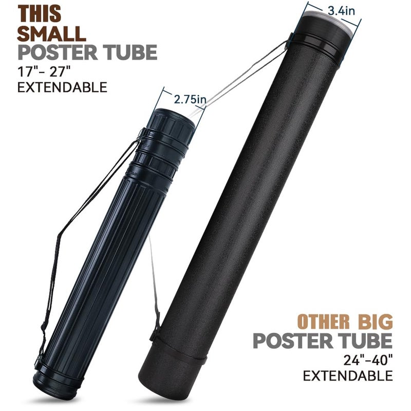 TRANSON Small Poster Tube Storage 17â€œ to 27â€ Extendable for Documents Blueprints Artworks Scrolls - Image 5