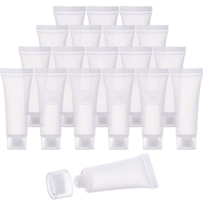 Mose Cafolo 100pcs 10ml 034oz Empty Cosmetic Tubes Toiletry Lotion Bottle with Screw Cover Smooth Polish White Plastic with Free Syringe as Gift