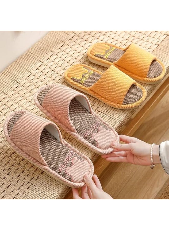 JIJIe Slippers for Women Men Linen Slippers Open Toe House Shoes Summer Sandals for Indoor Outdoor Bedroom - Image 3