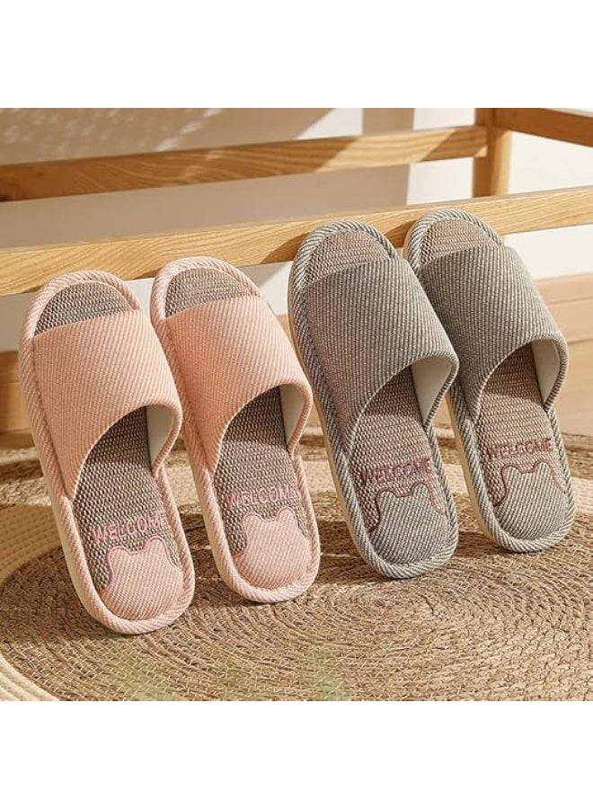 JIJIe Slippers for Women Men Linen Slippers Open Toe House Shoes Summer Sandals for Indoor Outdoor Bedroom - Image 5