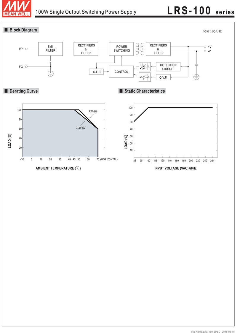 MEAN WELL MW Mean Well LRS-100-15 15V 7A Enclosed-LRS Switching Power Supplies - Image 4