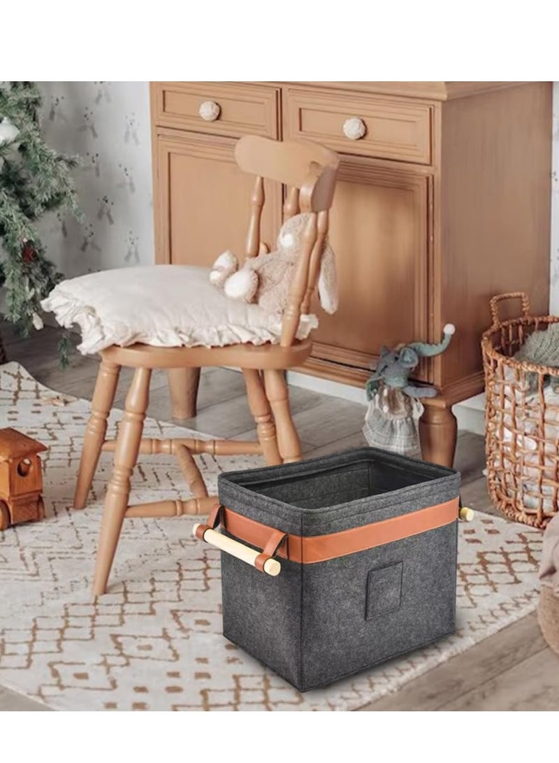 Firewood Basket Felt Basket Multifunctional Extra Thick Felt Reinforced Handle Foldable Wood Basket Felt Bag as Storage Basket for Shopping (Black) - Image 5
