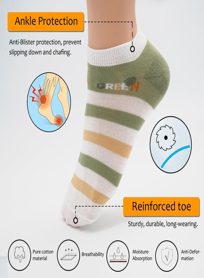 ميسو جوارب قصيرة من MESU للنساء، 5 أزواج، جوارب قصيرة لطيفة غير ظاهرة، لون أخضر مزهر - Image 2