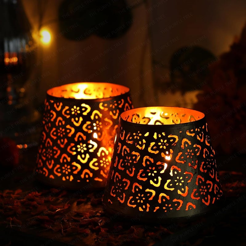 The Purple Tree Metal Gold Votive Tealight Holder Pack of 2 Pc - Image 3