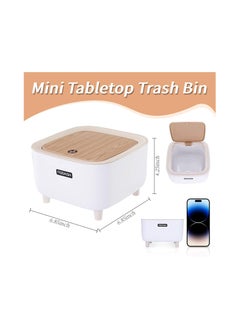 Generic Mini Desk Trash Can, Tiny Desktop Garbage Can with Lid, Plastic Mini Waste Basket Countertop Trash Can for Office, Desktop, Bathroom Vanity and Coffee Bar, 0.5 Gallon  - Image 3