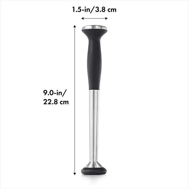 OXO OXO SteeL Muddler with Non-Scratch Nylon Head and Soft Non-Slip Grip, Silver, 9-Inch  - Image 2
