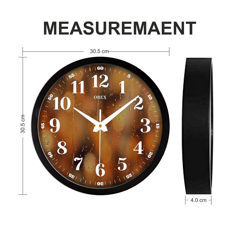 OREX OREX 12 Inch Plastic Quartz Wall Clocks for Home, Living Room, Bedroom, Office, Kids Room, Shop or Any Other Courner of Your Loving Hosue with Black Ring Wall Clock- 07  - Image 3