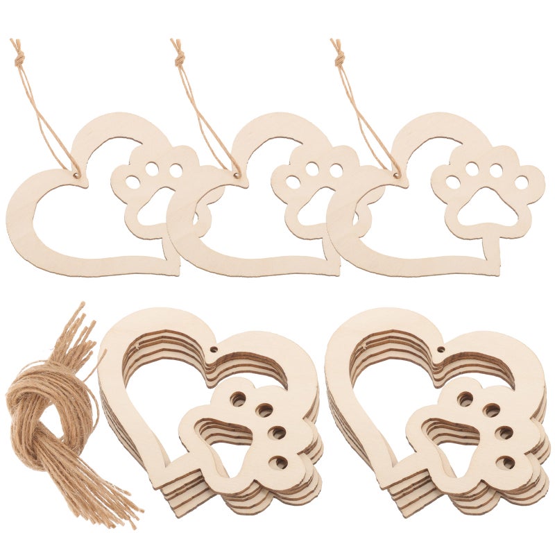60 pcs Hearts Embellishments Blank Wood Heart Embellishments Heart Craft Slices - Image 5