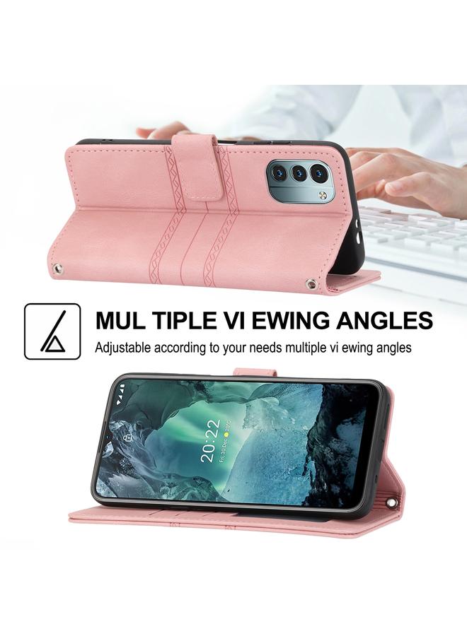 اس-توب جراب جلدي لهاتف Nokia G21 / G11 بتصميم مخطط منقوش مع مشبك مغناطيسي قابل للطي أفقيًا - Image 5