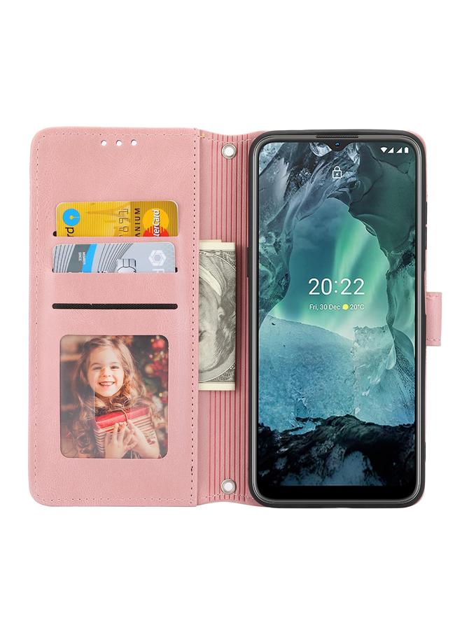 اس-توب جراب جلدي لهاتف Nokia G21 / G11 بتصميم مخطط منقوش مع مشبك مغناطيسي قابل للطي أفقيًا - Image 4